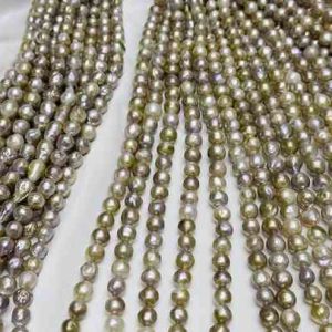 Natural Baroque Edison Freshwater Pearl Necklace Strand 9-12mm Gold Vintage AA+ Grade Jewelry