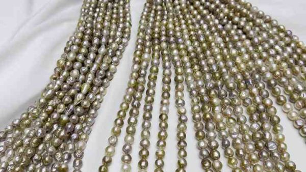 Natural Baroque Edison Freshwater Pearl Necklace Strand 9-12mm Gold Vintage AA+ Grade Jewelry