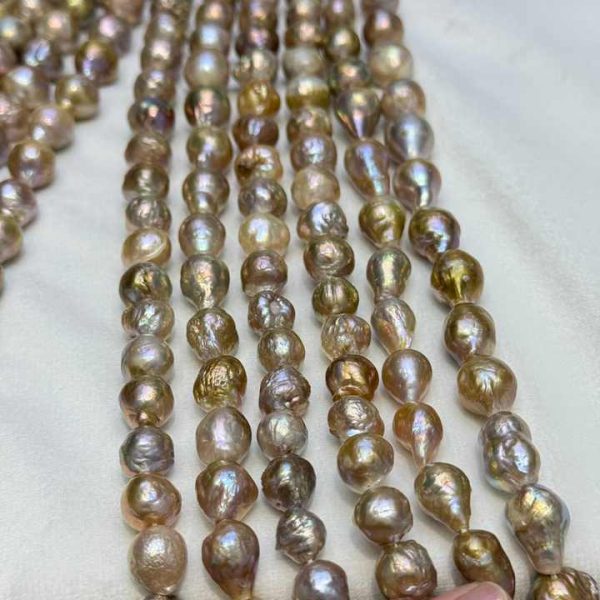 Wholesale Natural Pearl Necklace Strand 9-12mm Strange Color Baroque Shape Edison Freshwater Pearl String Jewelry