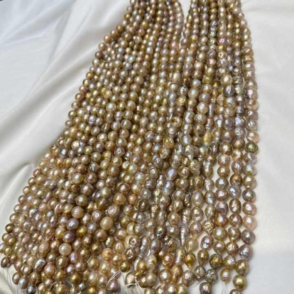 Wholesale Natural Pearl Necklace Strand 9-12mm Strange Color Baroque Shape Edison Freshwater Pearl String Jewelry