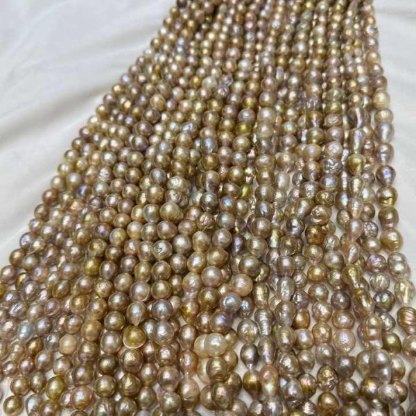 Wholesale Natural Pearl Necklace Strand 9-12mm Strange Color Baroque Shape Edison Freshwater Pearl String Jewelry