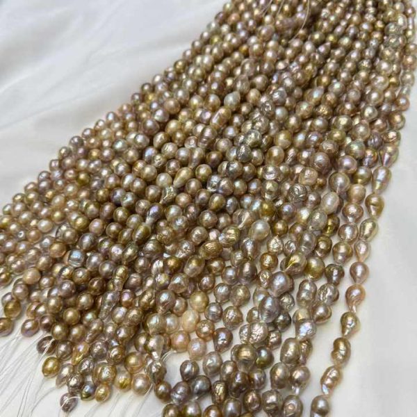Wholesale Natural Pearl Necklace Strand 9-12mm Strange Color Baroque Shape Edison Freshwater Pearl String Jewelry