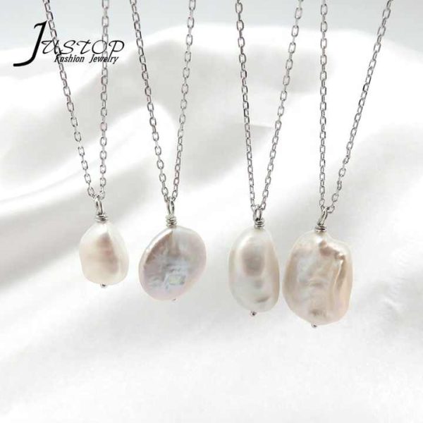 Simple Baroque 925 Sterling Silver Freshwater Pearl Necklace Real Instagram Product