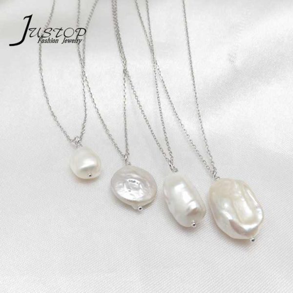 Simple Baroque 925 Sterling Silver Freshwater Pearl Necklace Real Instagram Product
