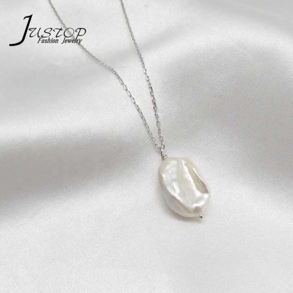 Simple Baroque 925 Sterling Silver Freshwater Pearl Necklace Real Instagram Product