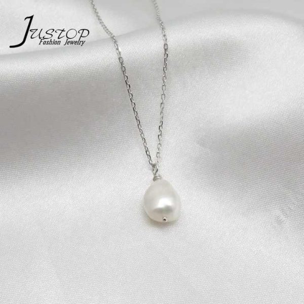 Simple Baroque 925 Sterling Silver Freshwater Pearl Necklace Real Instagram Product