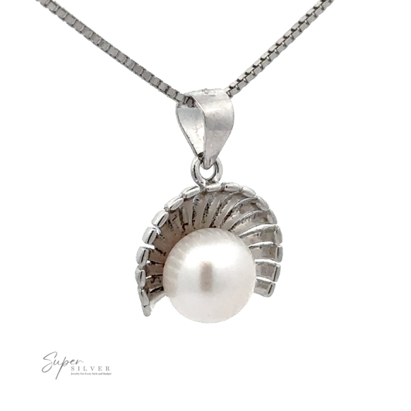 Pearl Pendant with Shell Background
