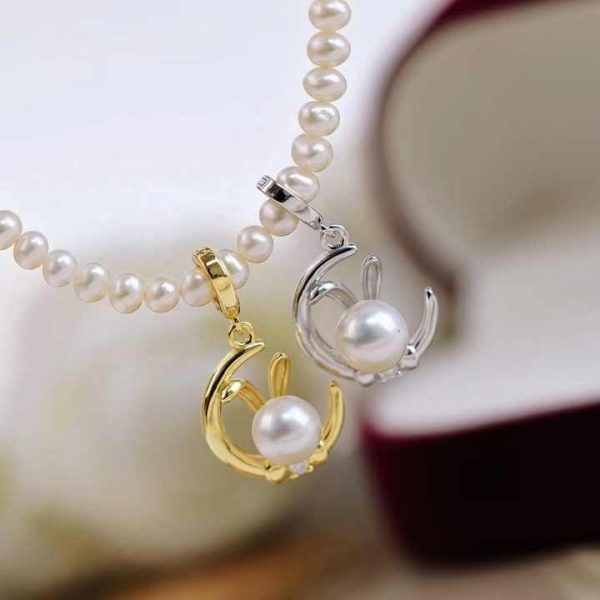 P1701 6-7mm DIY Natural Freshwater Pearl Charm Pendant Necklace Accessory 925 Sterling Silver Jewelry for Women Without Chain