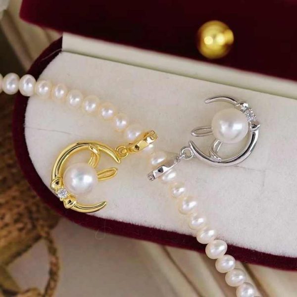P1701 6-7mm DIY Natural Freshwater Pearl Charm Pendant Necklace Accessory 925 Sterling Silver Jewelry for Women Without Chain