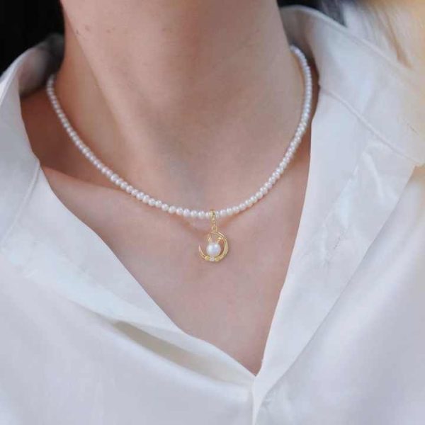P1701 6-7mm DIY Natural Freshwater Pearl Charm Pendant Necklace Accessory 925 Sterling Silver Jewelry for Women Without Chain