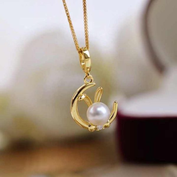 P1701 6-7mm DIY Natural Freshwater Pearl Charm Pendant Necklace Accessory 925 Sterling Silver Jewelry for Women Without Chain