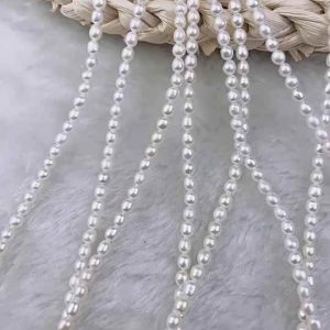 Vintage 4-5mm Freshwater Pearl Necklace for Kids – 925 Sterling Silver Rice Pearl Jewelry