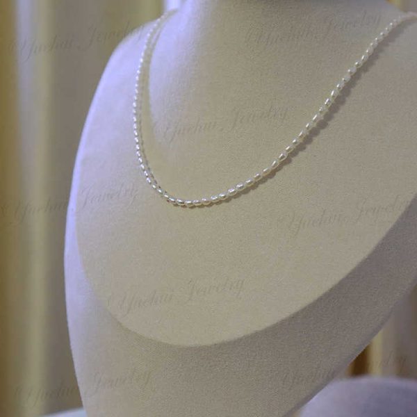 Cheap Small Rice 4-5mm White Real Natural Freshwater Pearl Necklace Design 925 Sterling Silver