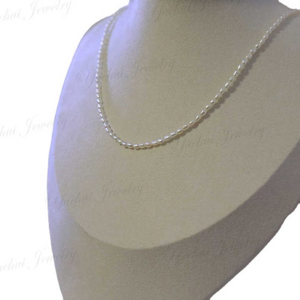 Cheap Small Rice 4-5mm White Real Natural Freshwater Pearl Necklace Design 925 Sterling Silver