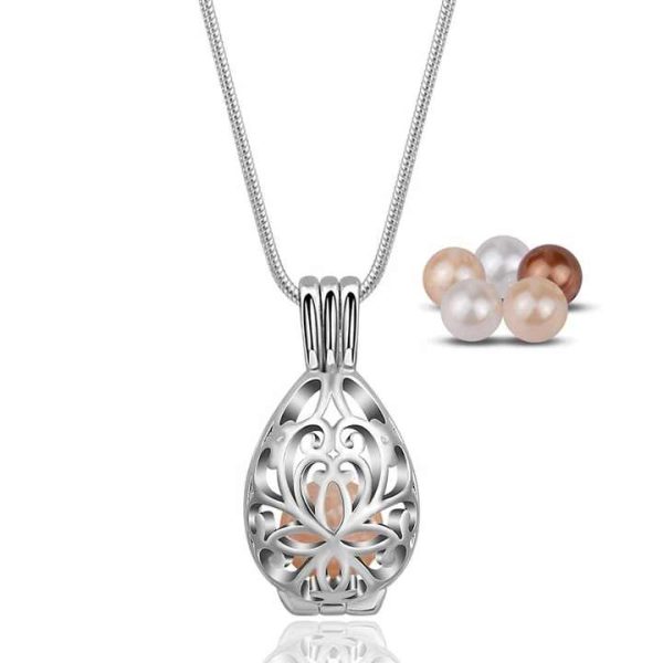 925 Sterling Silver Plated Copper Freshwater Oyster Pearl Cage Jewelry Pendant