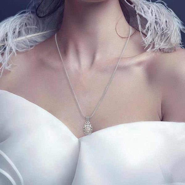 925 Sterling Silver Plated Copper Freshwater Oyster Pearl Cage Jewelry Pendant