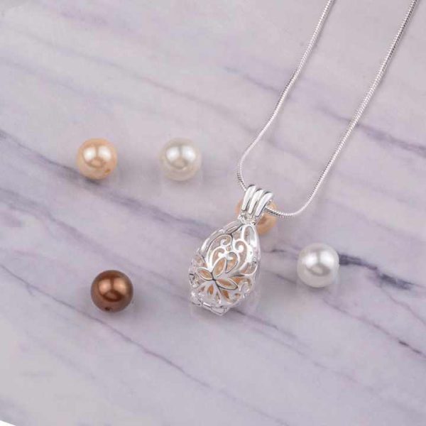 925 Sterling Silver Plated Copper Freshwater Oyster Pearl Cage Jewelry Pendant