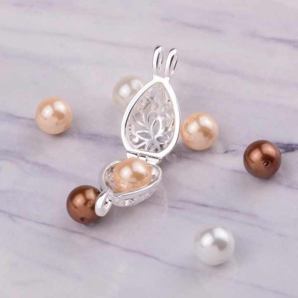 925 Sterling Silver Plated Copper Freshwater Oyster Pearl Cage Jewelry Pendant