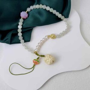 Minimalist Freshwater Pearl Phone Strap with Crystal Pendant - Trendy Chinese Style Bead Chain