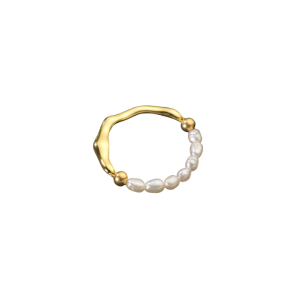 925 Sterling Silver Adjustable Ring with AAA Freshwater Rice Pearl for Wedding Engagement Anniversary