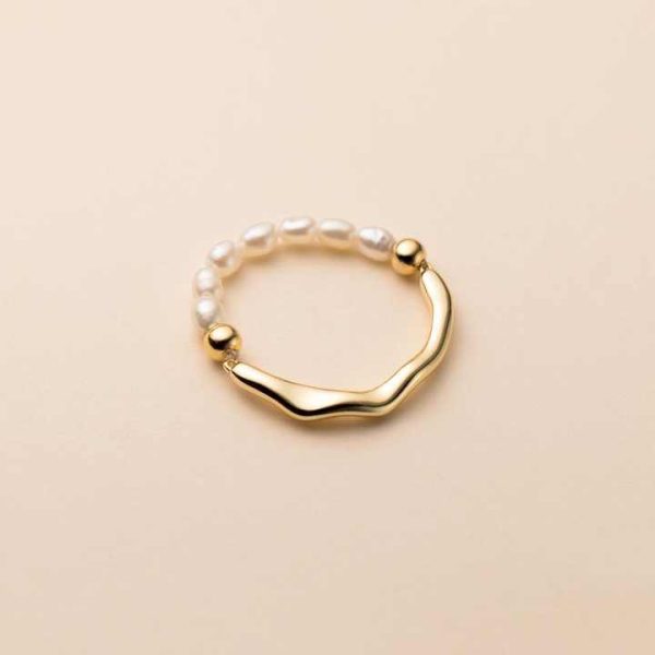 High Quality New Fashion 925 Silver Adjustable Natural Pearl Ring,handmade Ins Shape,100% Freshwater Rice Pearl