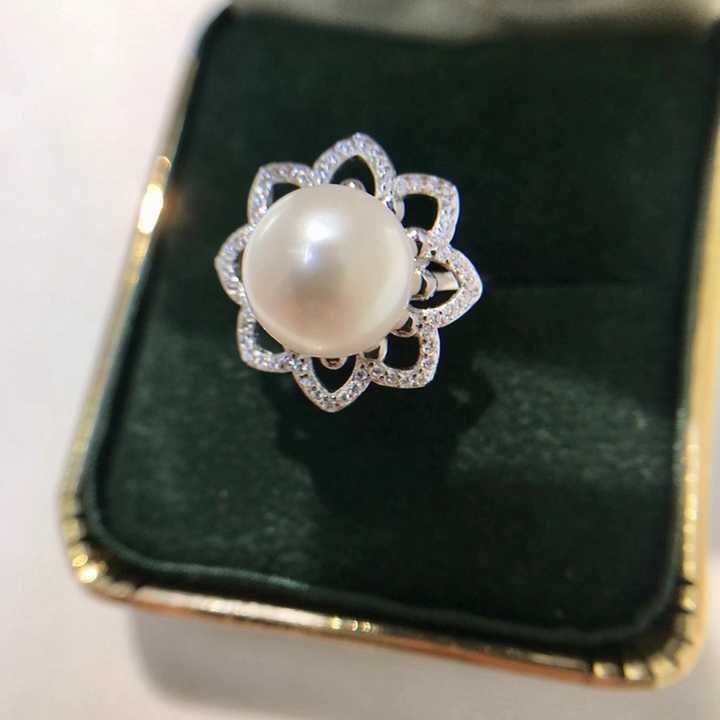 Wholesale Perfect 925 Sterling Silver Pearl Ring Settings Jewelry Finding Latest Freshwater Pearl Ring Designs for Women