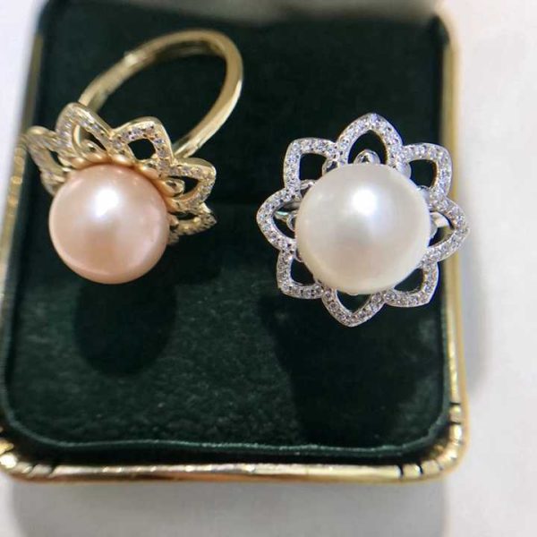 Wholesale Perfect 925 Sterling Silver Pearl Ring Settings Jewelry Finding Latest Freshwater Pearl Ring Designs for Women