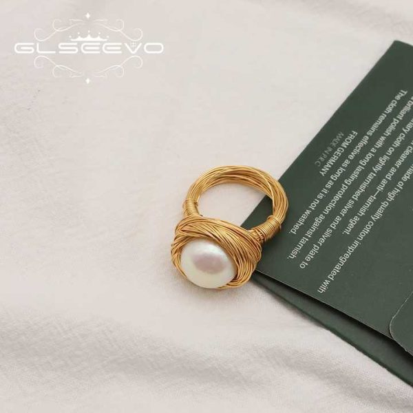 Hot Sale Romantic Natural Pearl Large Ring Brass 18k Gold Plated Women Ring Vintage Elegant Jewelry Wholesale