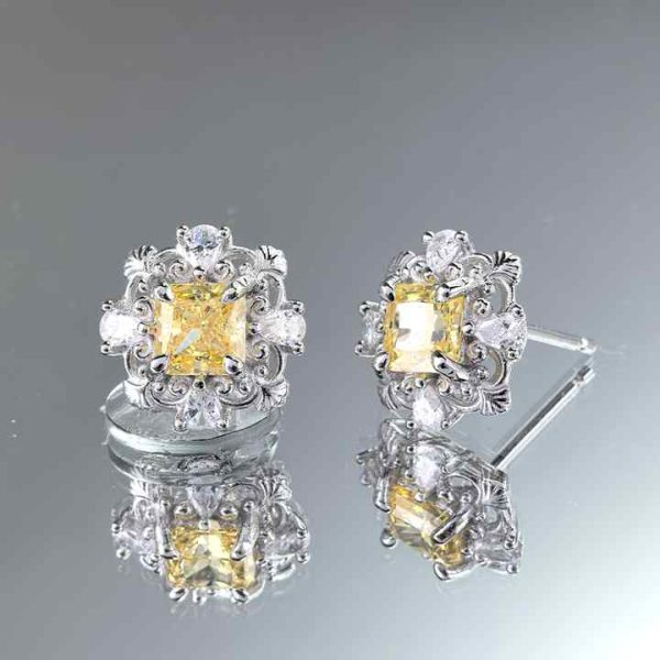 Wholesale Bulk Designer Earrings 925 Sterling Silver Square Ice Cut CZ Fine Earrings Women