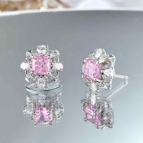 Wholesale Bulk Designer Earrings 925 Sterling Silver Square Ice Cut CZ Fine Earrings Women