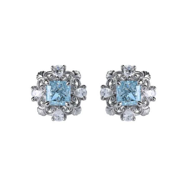 Wholesale Bulk Designer Earrings 925 Sterling Silver Square Ice Cut CZ Fine Earrings Women