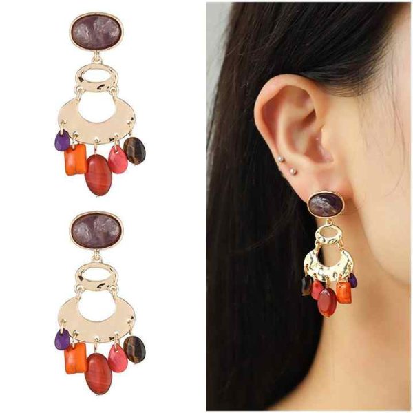 Vintage Luxury Zinc Alloy Fine Stud Earrings with Large Tassel Dainty Sterling Ear Clip Accessories Zircon Magnet Rings