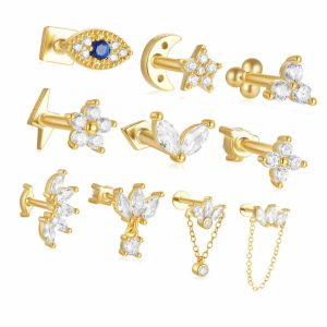 Custom 925 Sterling Silver Gold Plated Zircon Crown Stud Earrings for Women's Wedding Banquet and Special Occasions