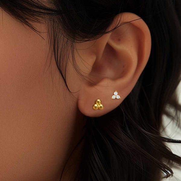 Wholesale Custom Fine Jewelry 925 Sterling Silver Gold Plated Inlay Diamond Zircon Crown Studs Earrings Women's Banquet Earrings