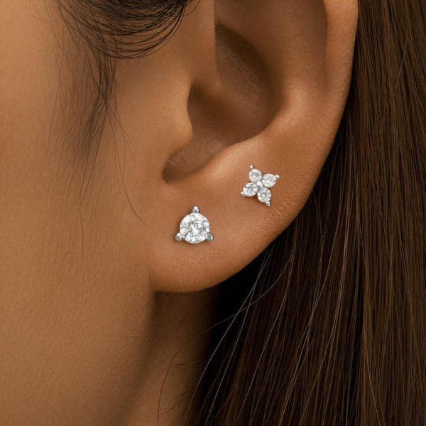 Wholesale Custom Fine Jewelry 925 Sterling Silver Gold Plated Inlay Diamond Zircon Crown Studs Earrings Women's Banquet Earrings
