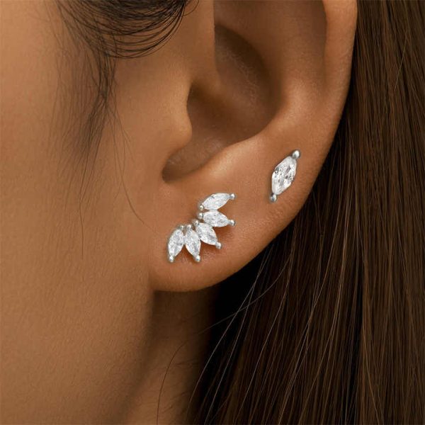 Wholesale Custom Fine Jewelry 925 Sterling Silver Gold Plated Inlay Diamond Zircon Crown Studs Earrings Women's Banquet Earrings
